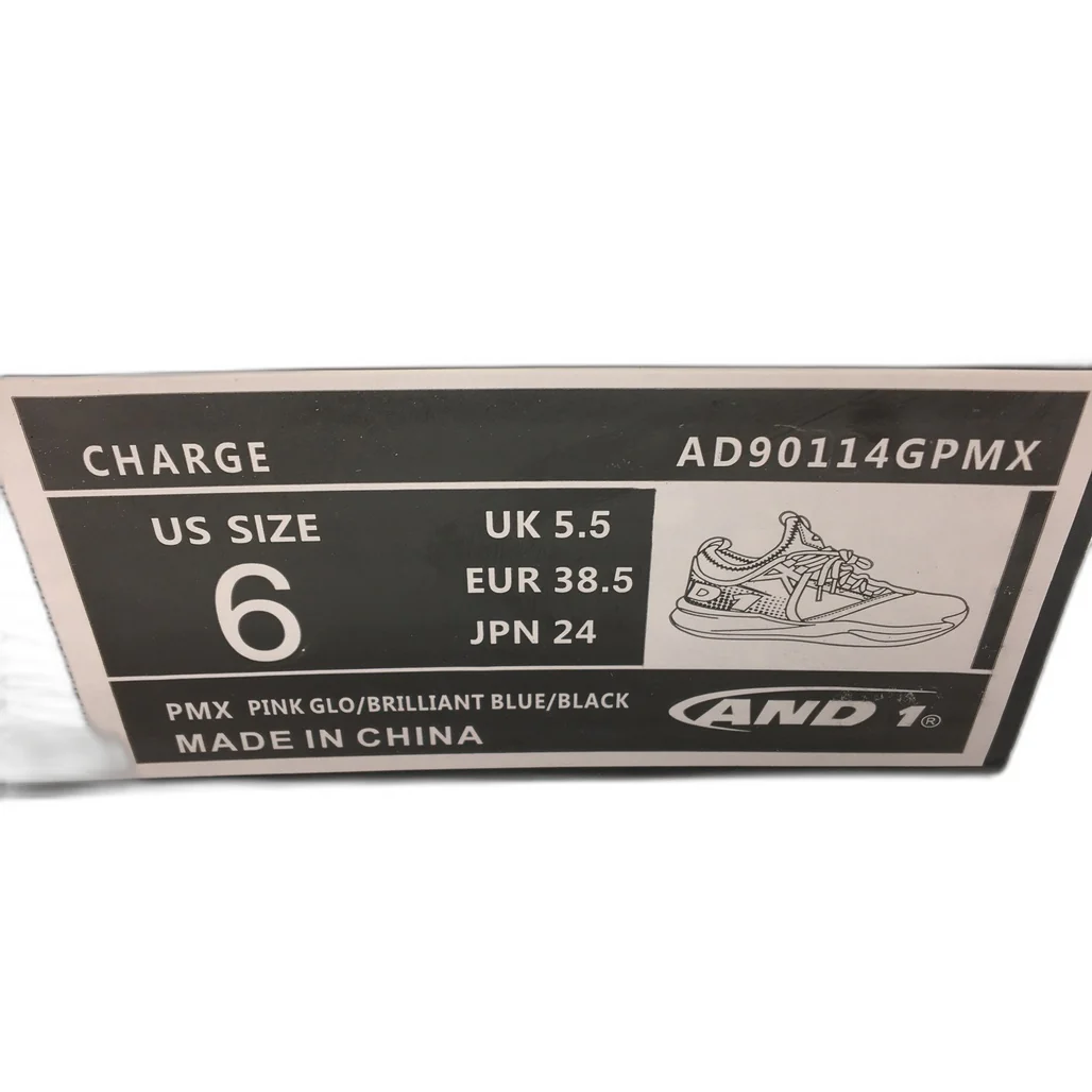 AND1 Charge Pink & Black Basketball Sneaker Shoes Kids Unisex Size 6 NEW - Image 8