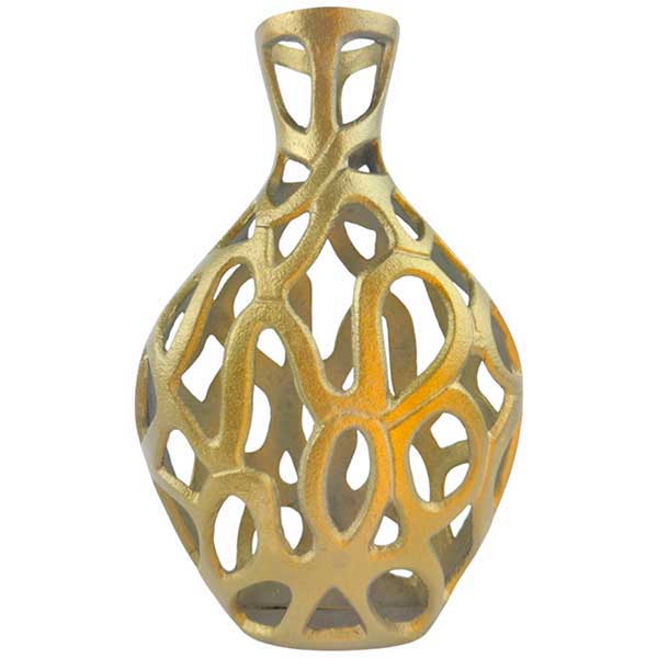 Handmade Milo Mesh Vase Cast Aluminium Decor Unique Silver And Gold Finishes NEW