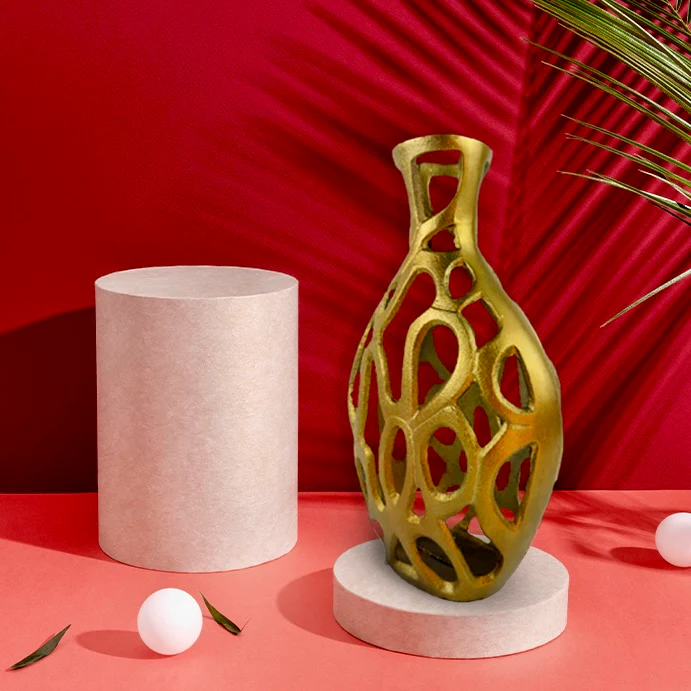 Handmade Milo Mesh Vase Cast Aluminium Decor Unique Silver And Gold Finishes NEW - Image 5