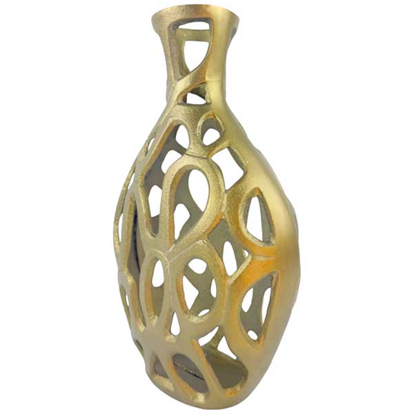 Handmade Milo Mesh Vase Cast Aluminium Decor Unique Silver And Gold Finishes NEW - Image 8