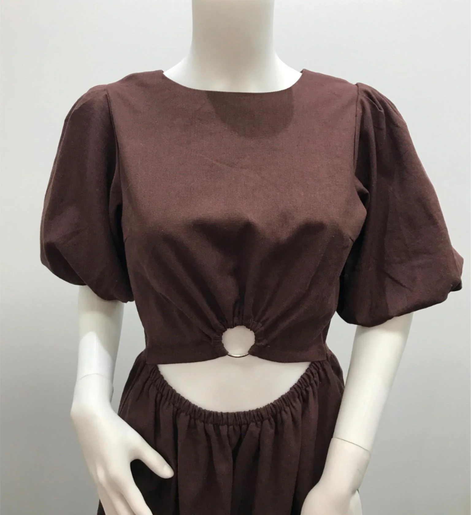 Calli Brown Cotton Linen Blend Mini Dress Zip Back Ladies Size 8 NEW - Image 3