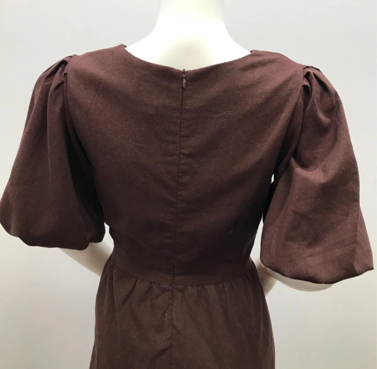 Calli Brown Cotton Linen Blend Mini Dress Zip Back Ladies Size 8 NEW - Image 4