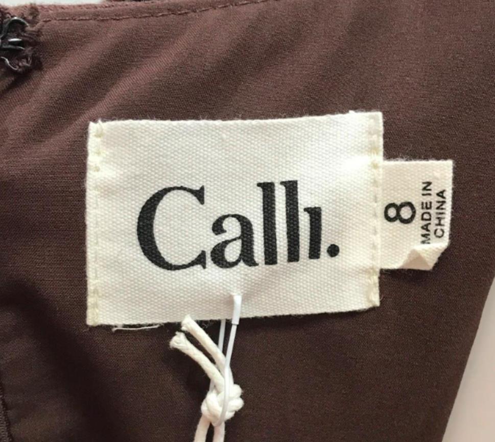 Calli Brown Cotton Linen Blend Mini Dress Zip Back Ladies Size 8 NEW - Image 5