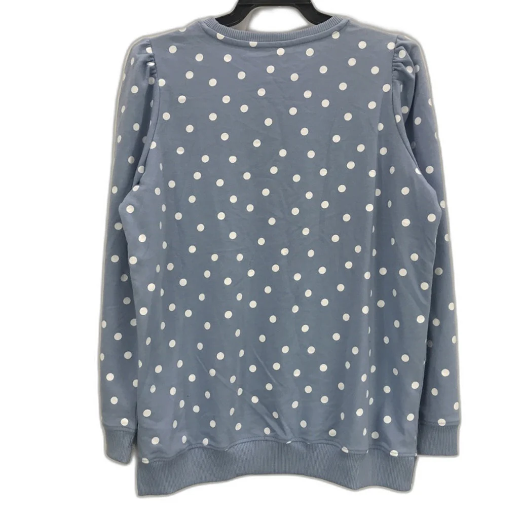 Cherry Lane Blue/White Polka Dot Ruffled Long-sleeve Top Ladies Size Small - Image 2