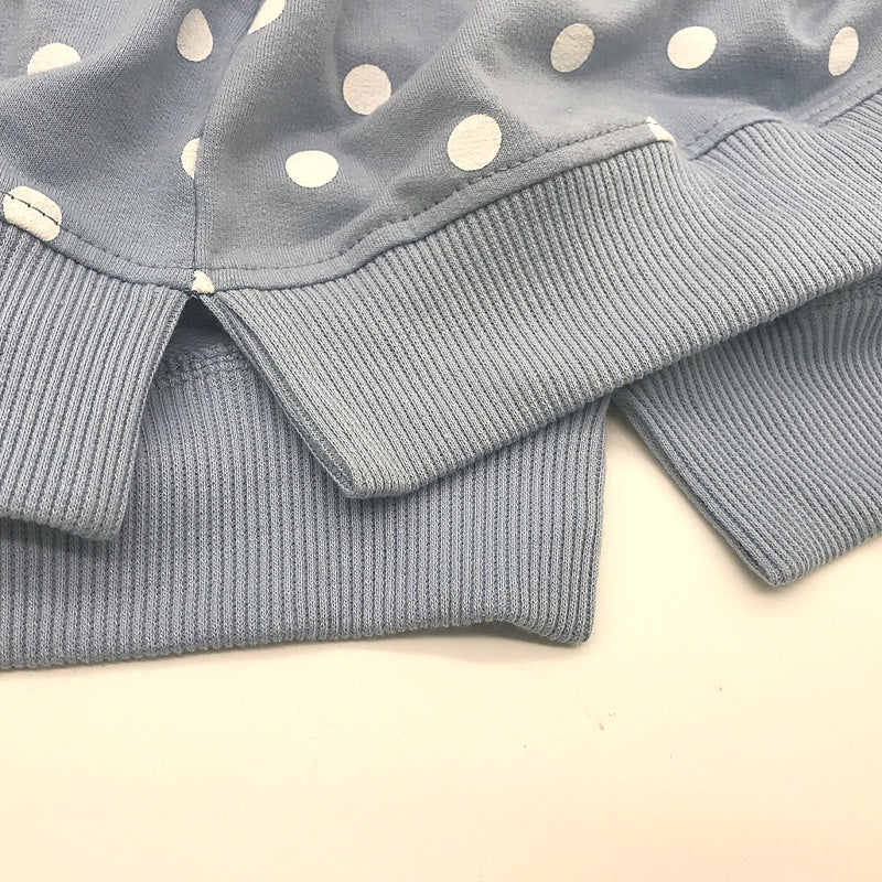 Cherry Lane Blue/White Polka Dot Ruffled Long-sleeve Top Ladies Size Small - Image 6