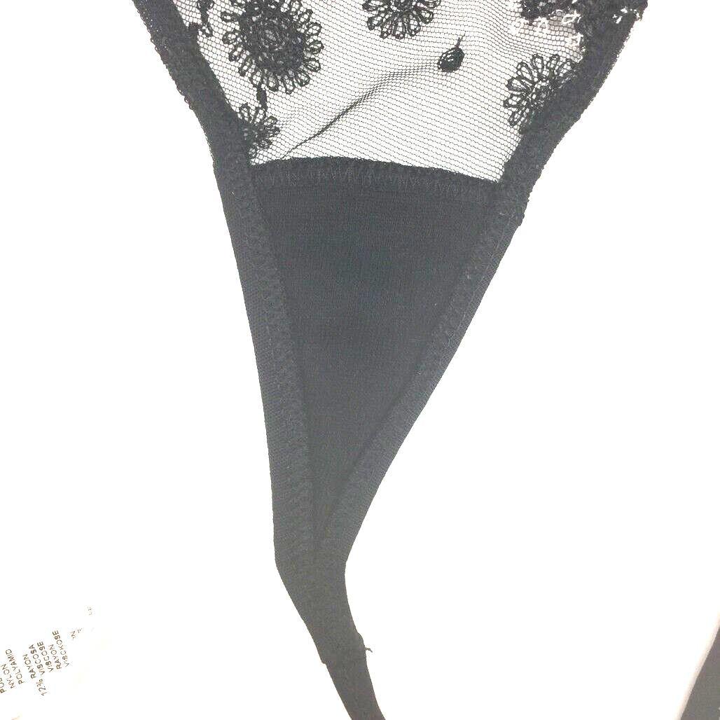 Cotton Club Black Floral Mesh String Thong Underwear Ladies Sz Italy 3/L NEW - Image 3