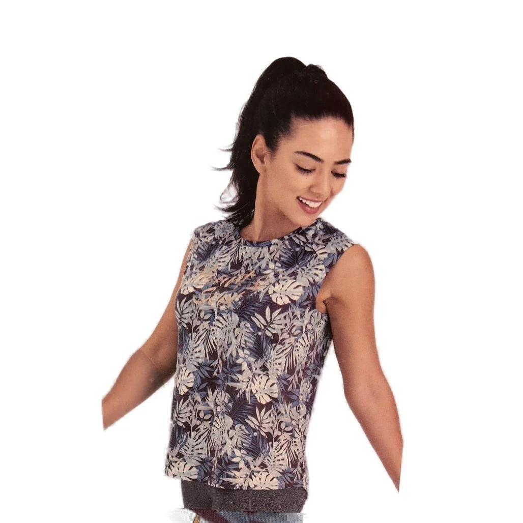 Crane Performance Set of 2 Womens Fitness Tanks Blue Palm Size M AUS 12 NEW - Image 3