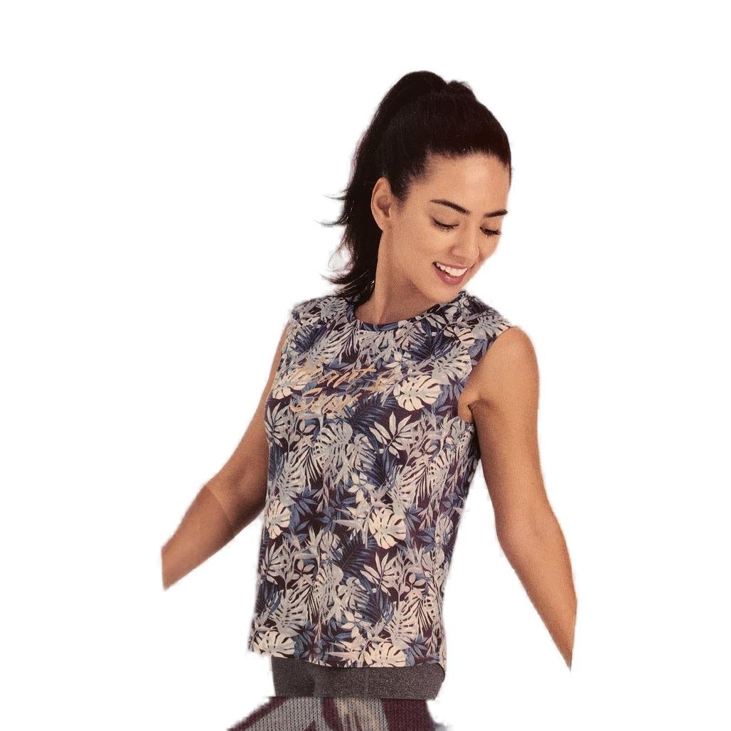 Crane Performance Set of 2 Womens Fitness Tanks Blue Palm Size S AUS 10 NEW - Image 3