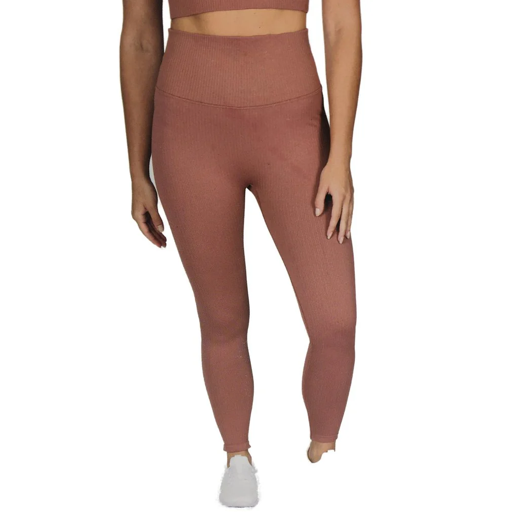 Crane Performance Womens Dusty Rose Seamless Fitness Tights Full Length Size XS NEW - Image 2