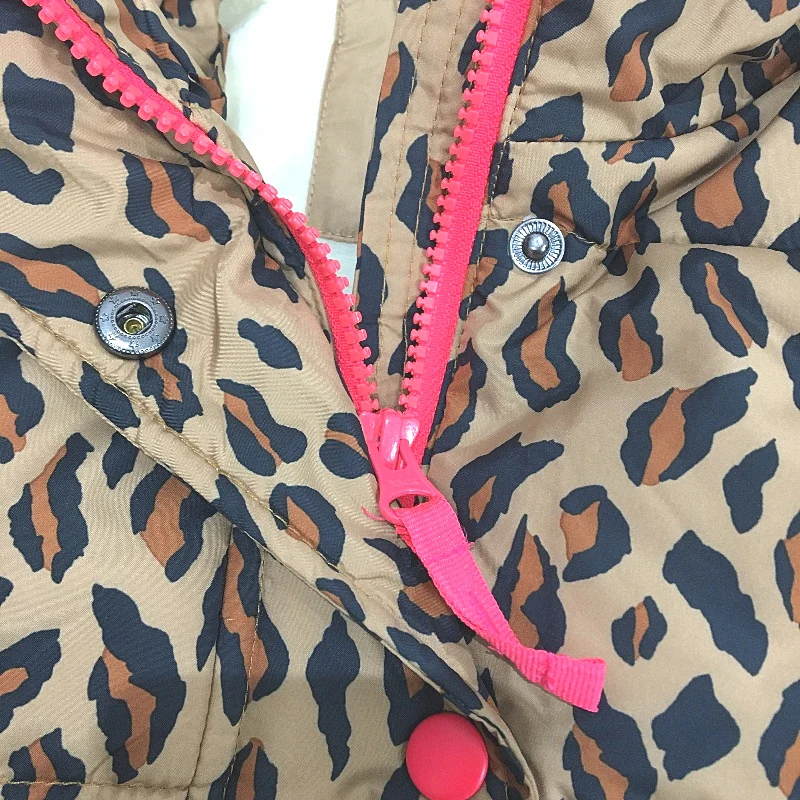 Amazon Essentials Cheetah Print Hooded Puffer Jacket Girls Size Medium NEW - Image 4