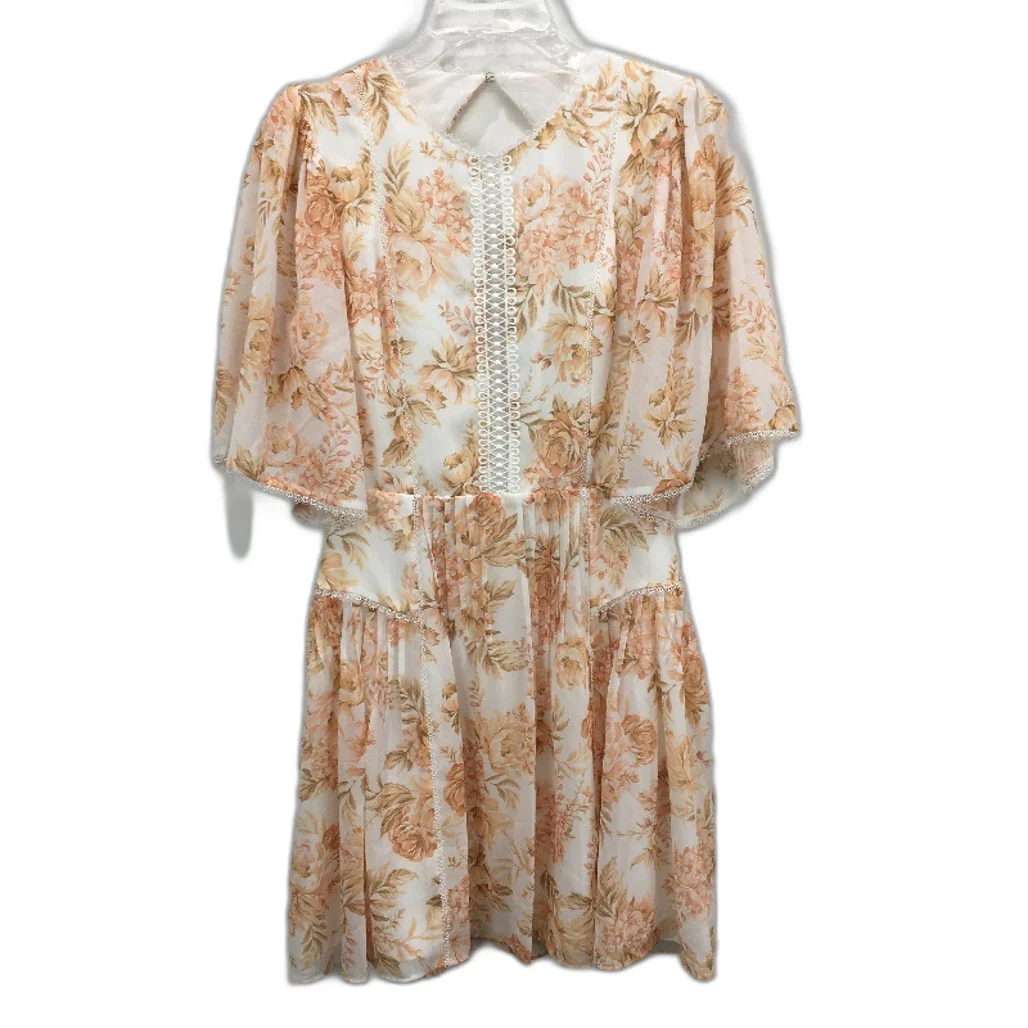 Forever New Jade Angel Sleeve Gold Floral Skater Mini Dress Ladies Sz AU 10 NEW