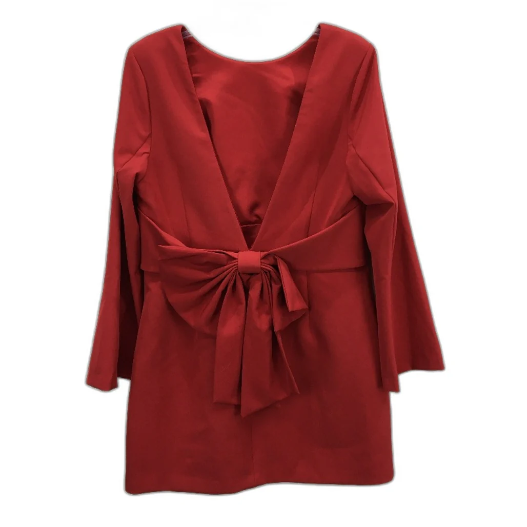 Forever New Zaphi Bow Back Long Sleeve Red Mini Dress Ladies Size AU 16 NEW - Image 2
