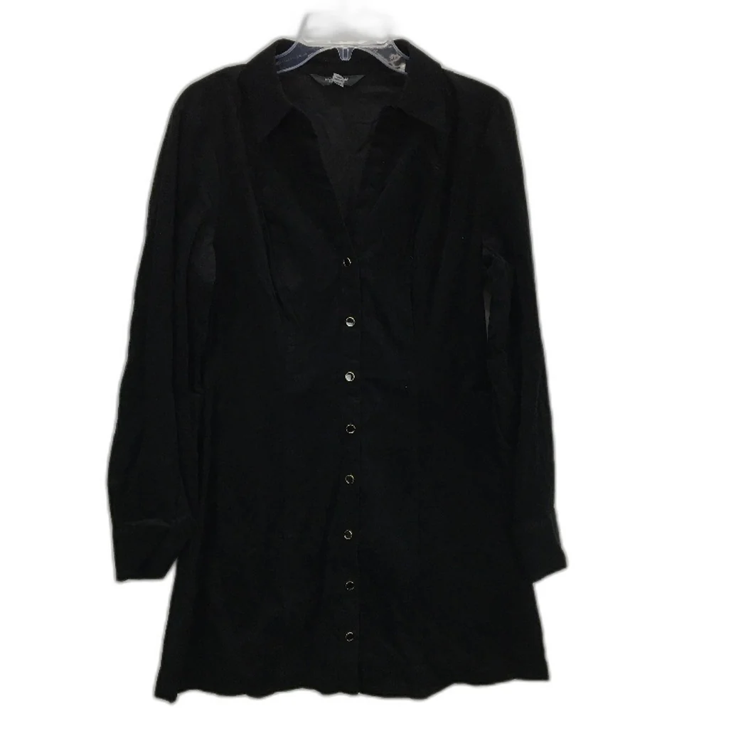 Ever New Watson Corduroy Longsleeve Black Mini Shirt Dress Ladies Size AU 16 NEW
