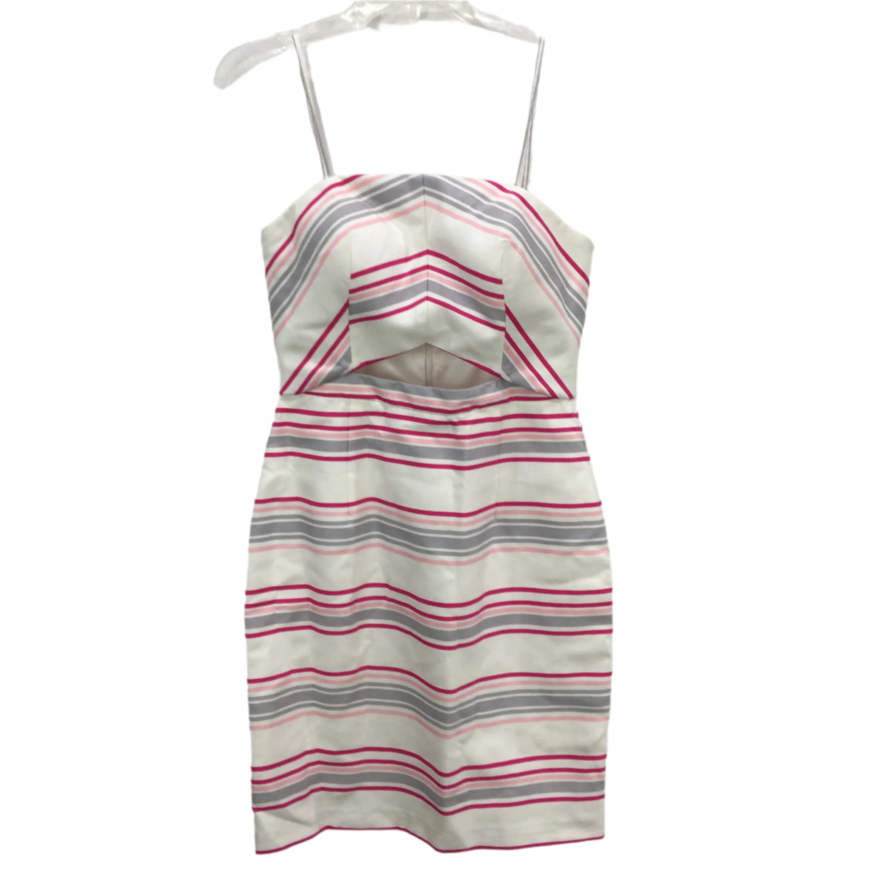 Forever New Strappy Cut Out Pink Grey Stripe Mini Dress Ladies Size AU 10 NEW