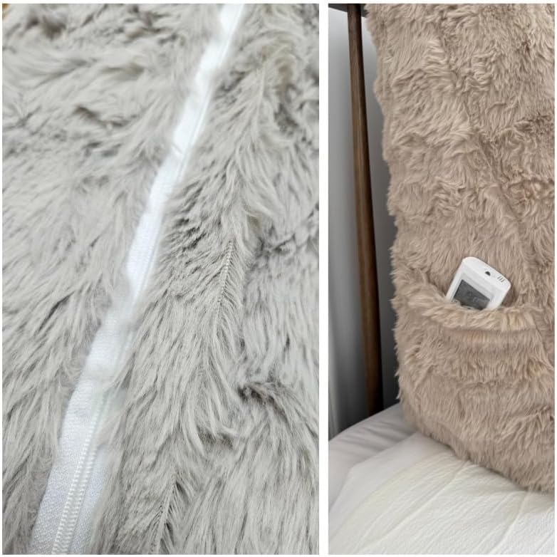 Houkaho Reading Back Rest Pillow Bolster Wedge Cushion Faux Fur Cream Cover NEW - Image 4