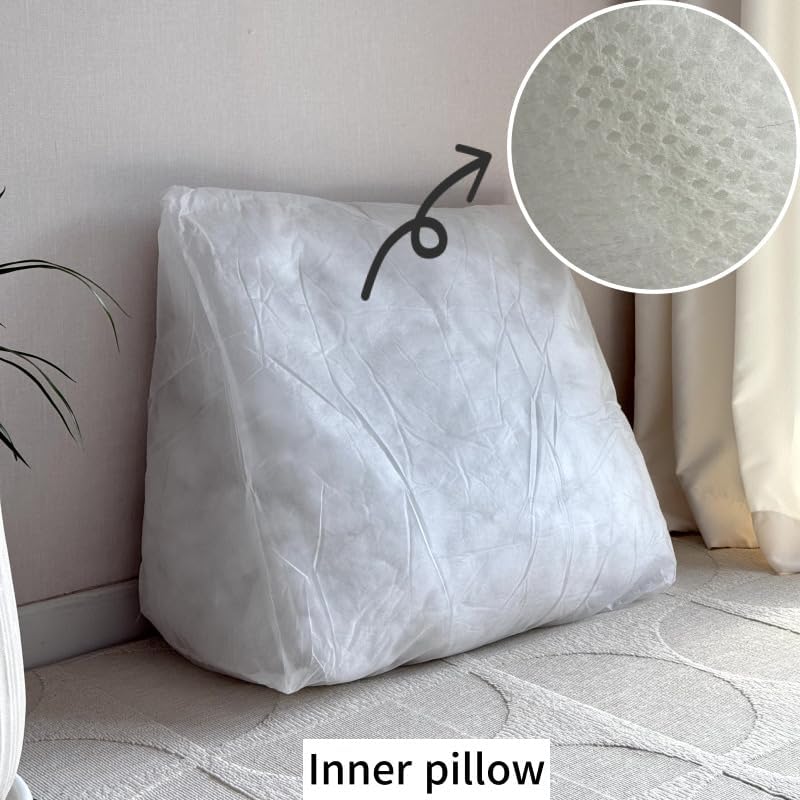 Houkaho Reading Back Rest Pillow Bolster Wedge Cushion Faux Fur Beige Cover NEW - Image 3