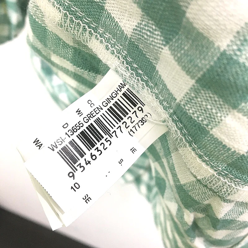 Jeanswest Green Ginham Check Linen Blend S/Sleeve Cropped Top Ladies Size 10 NEW - Image 5
