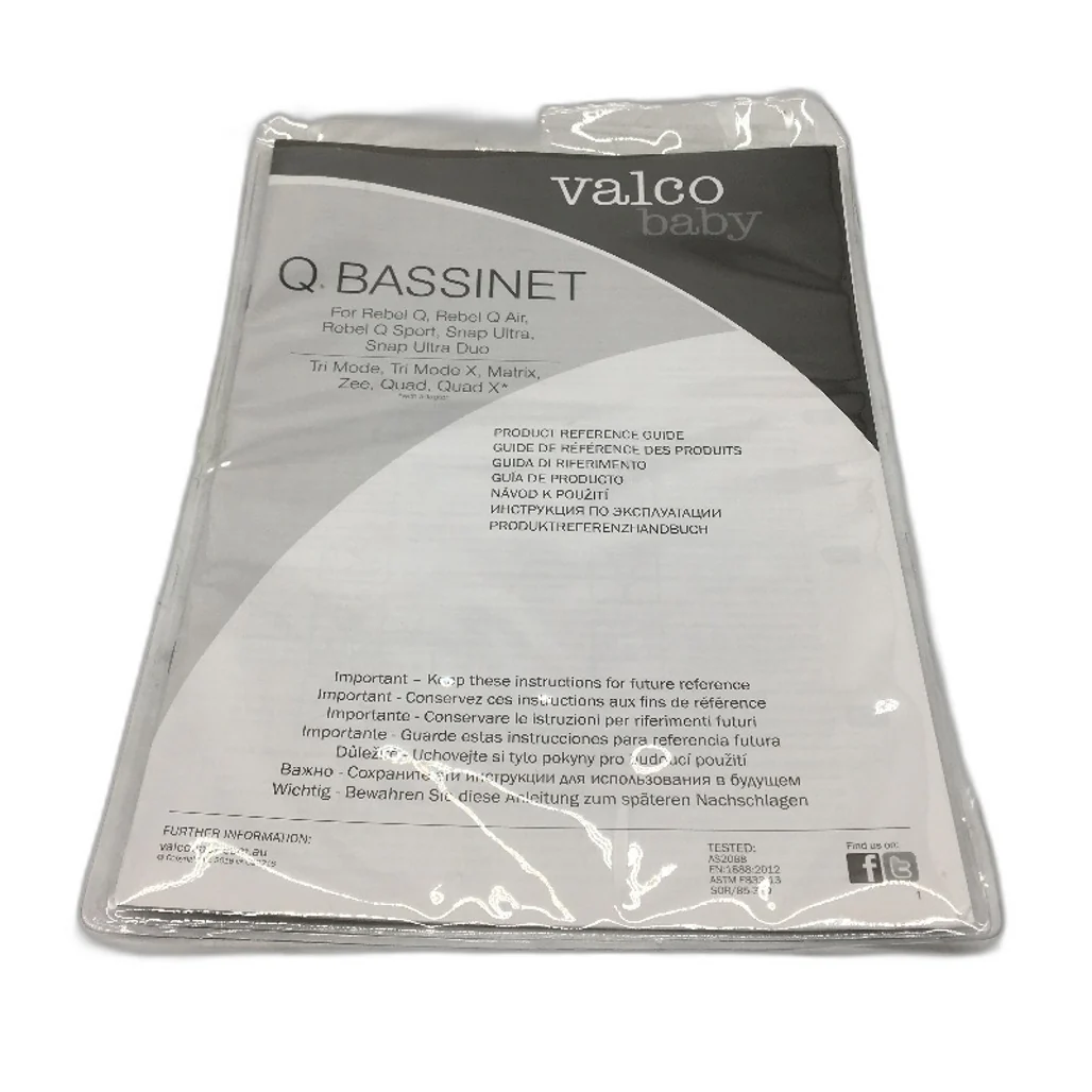 Valco Baby Q Bassinet for Rebel Q Series Pram in Midnight Black NEW - Image 7