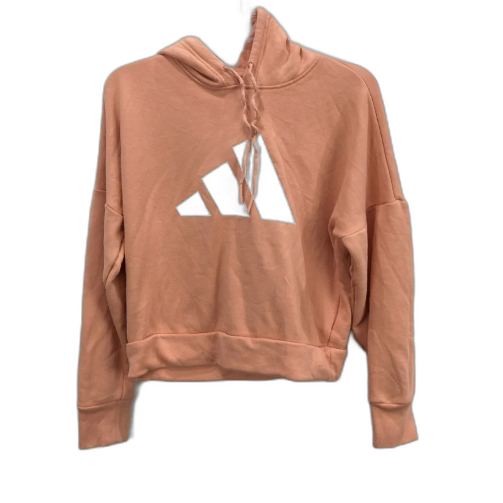 Adidas Peach Hooded Cotton Blendd Large Logo Sweat Jumper Ladies Size XS