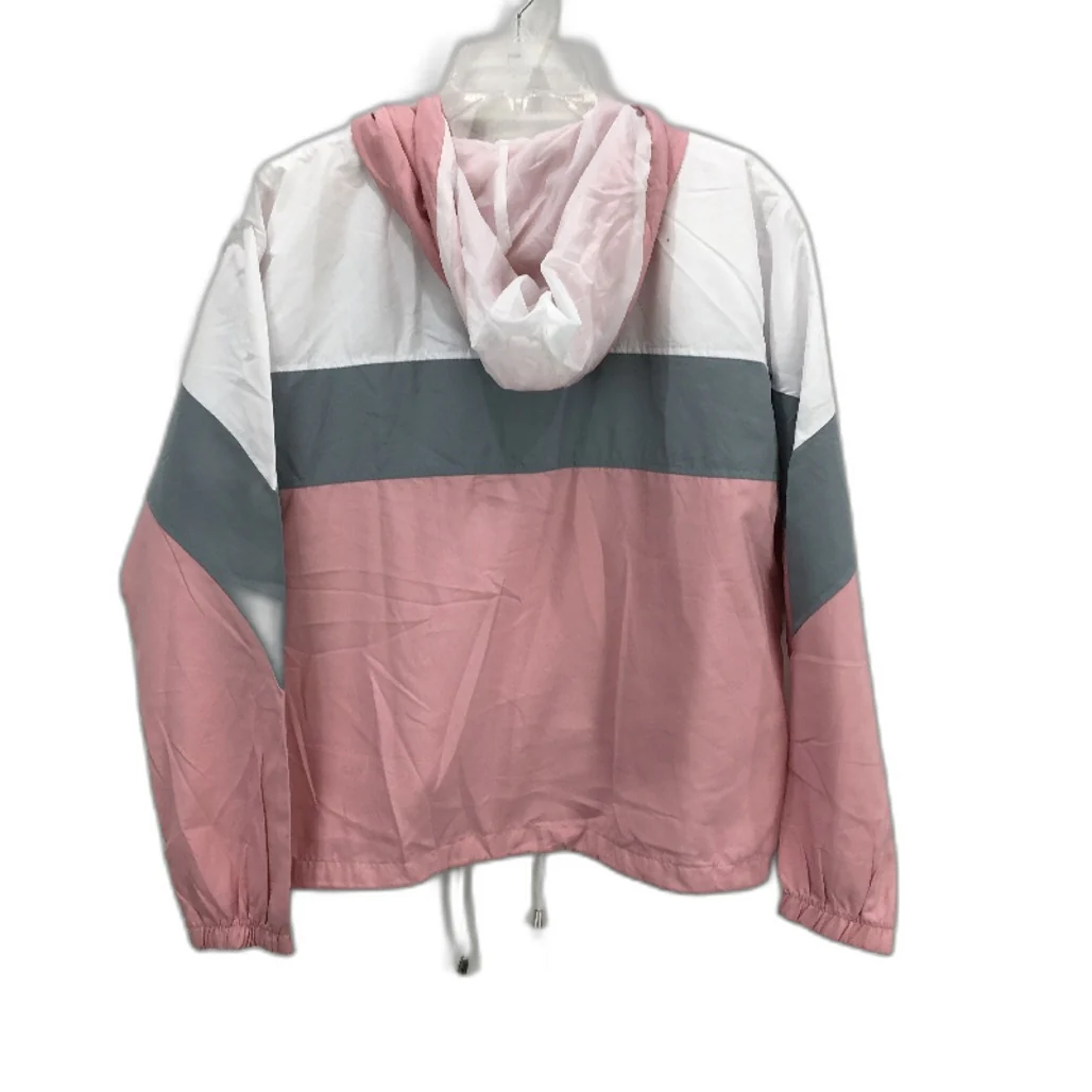 Rising Pastel Pink Grey White Hooded Lightweight Jacket Ladies Size M NEW - Image 2