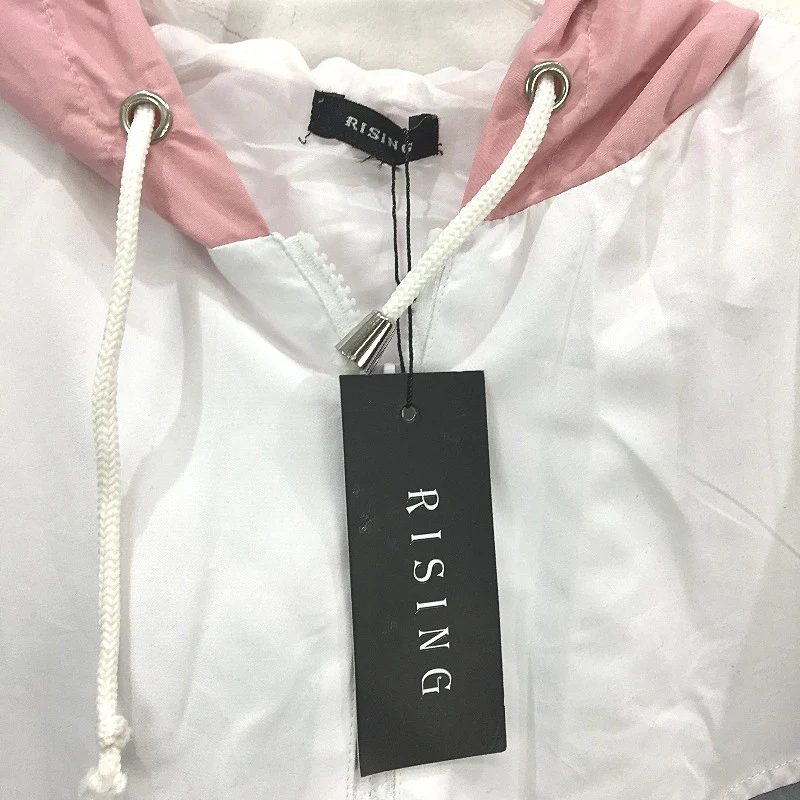 Rising Pastel Pink Grey White Hooded Lightweight Jacket Ladies Size M NEW - Image 4