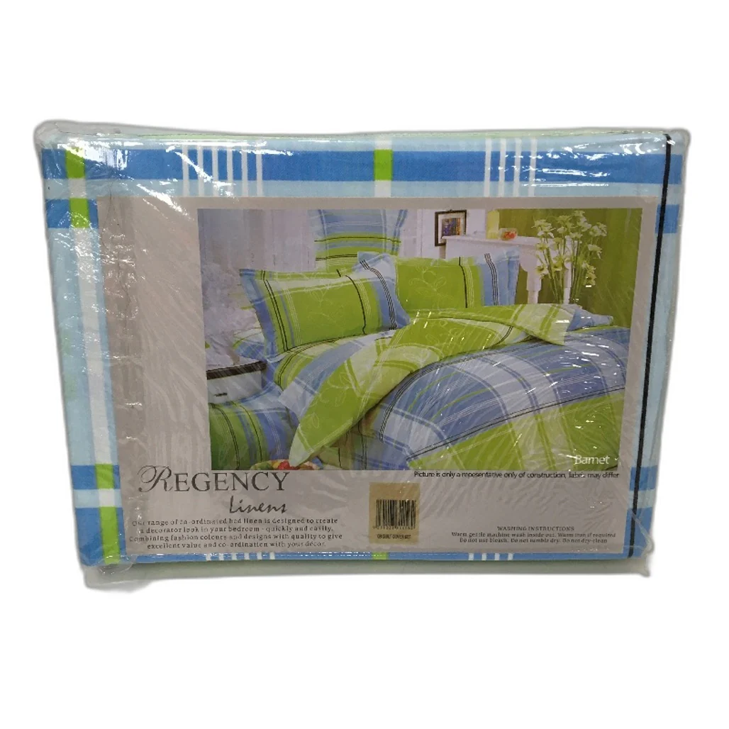 Regency Linens Barnet Green Blue 100% Cotton Percale QUEEN Quilt Cover Set NEW - Image 2