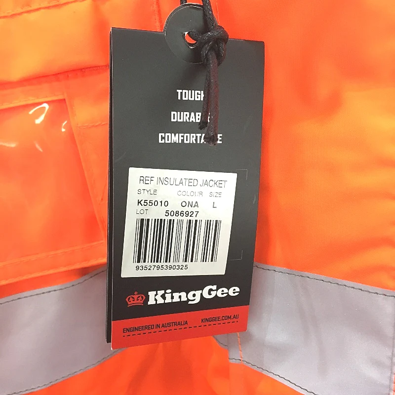 KingGee Reflective Insulated HiVis Orange Workwear Jacket Mens Size L NEW - Image 6