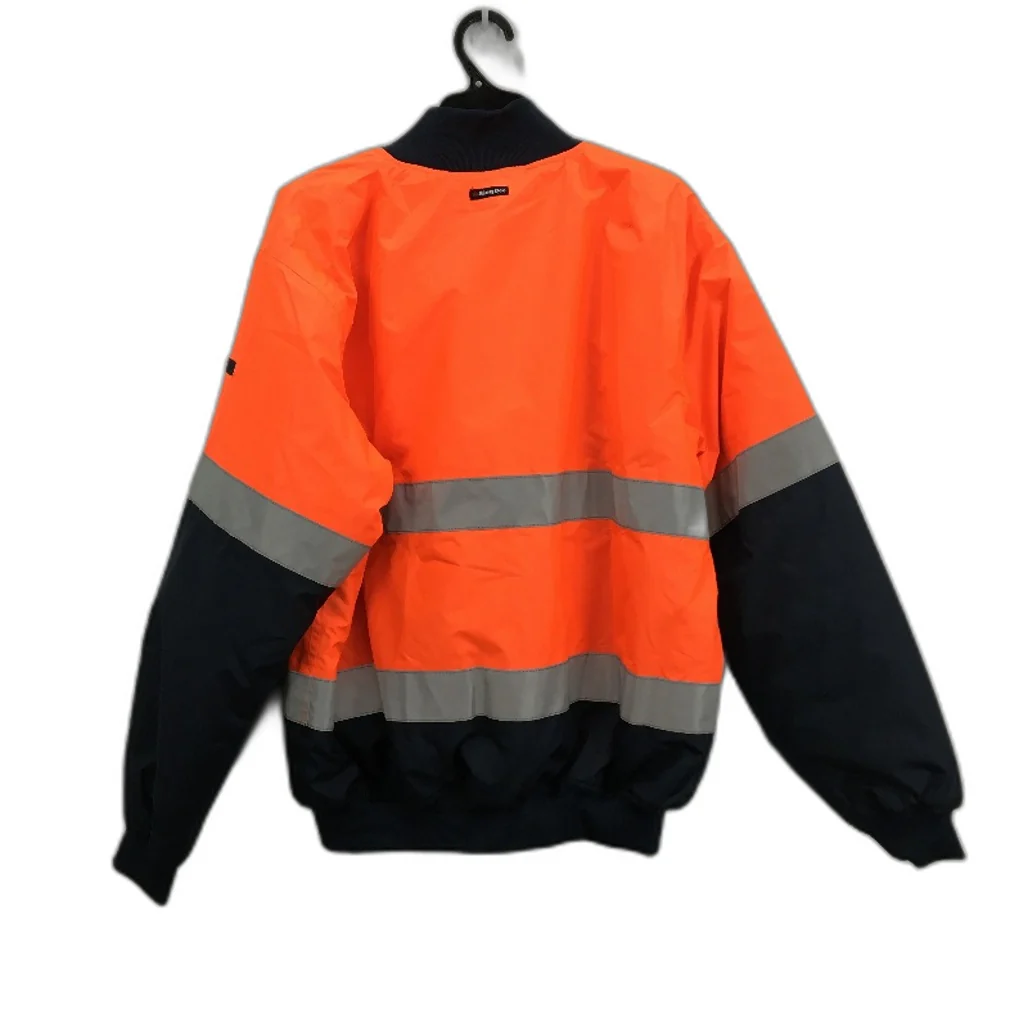 KingGee Reflective Bomber Concealed Hood HiVis Orange Workwear Jacket Mens Sze M - Image 2
