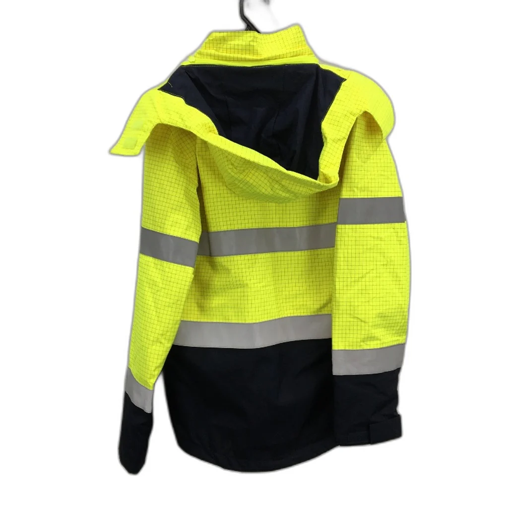Hard Yakka HiVis Yellow Navy Reflective Workwear Hooded Jacket Mens Size XS NEW - Image 2