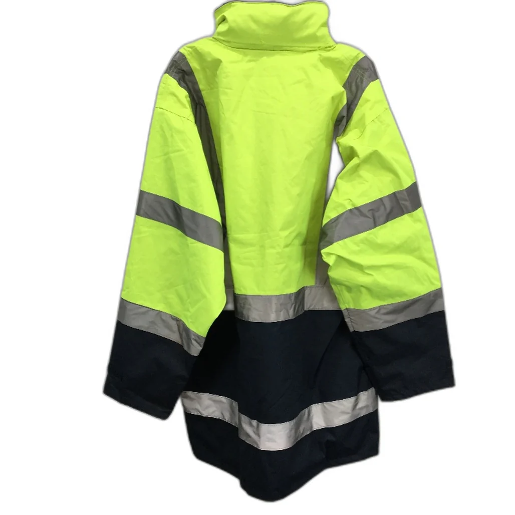 DNC Workwear HiVis Yellow Navy Reflective Waterproof Jacket Mens Size M NEW - Image 2