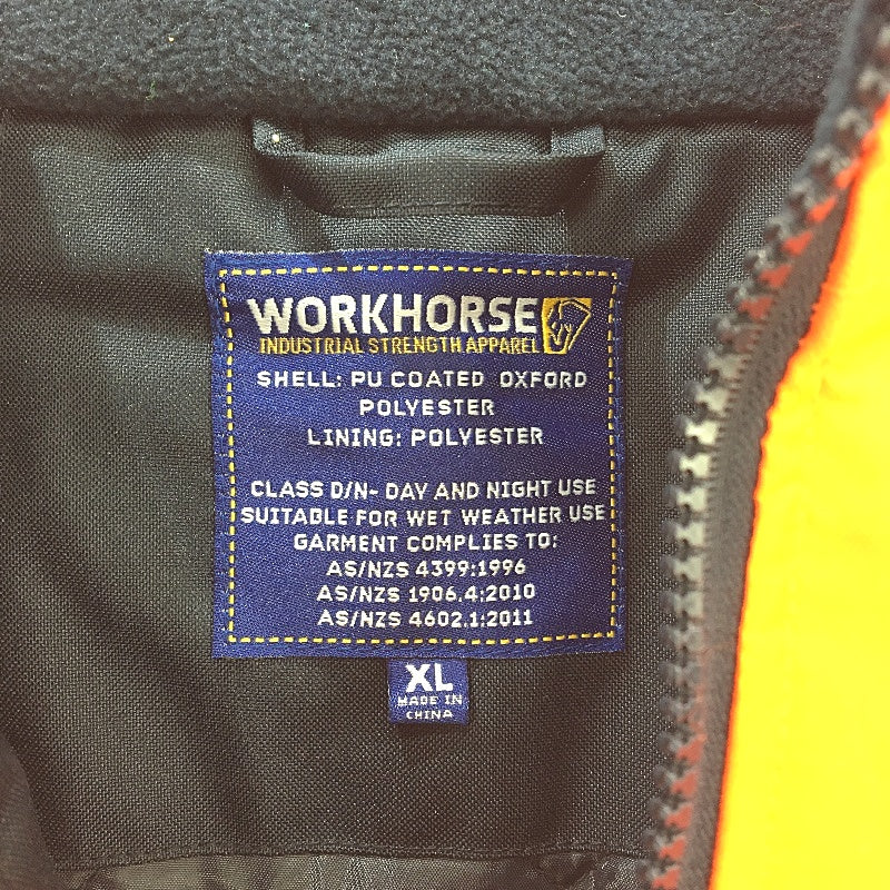 Workhorse AU Standard HiVis Orange Bomber Style Workwear Jacket Mens Size XL NEW - Image 4