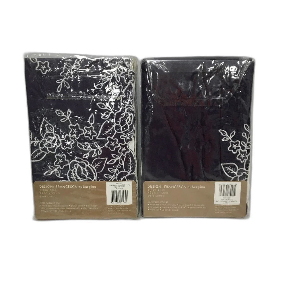 Canterbury Francesca Aubergine Pure Cotton Standard Pillow Case 48x73cm NEW - Image 2