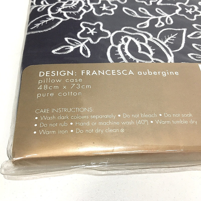 Canterbury Francesca Aubergine Pure Cotton Standard Pillow Case 48x73cm NEW - Image 3