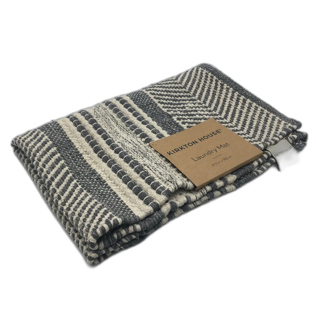 Kirkton House Grey Natural Textured Cotton Blend Laundry Mat 60 x 90cm NEW - Image 3