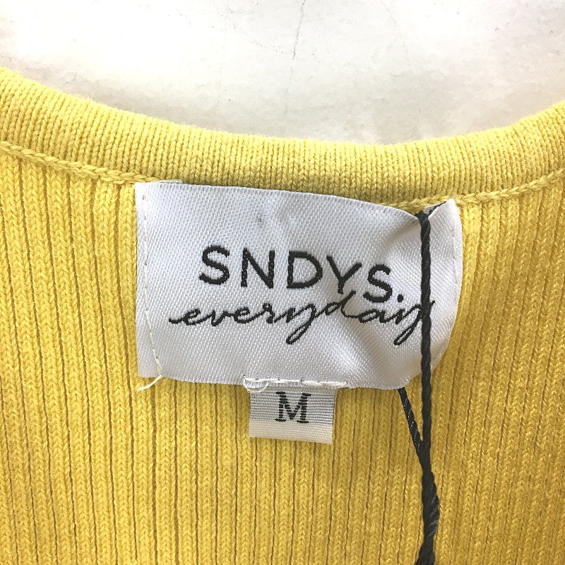 SNDYS 100% Cotton Marigold Yellow Stretch Ribbed Slim Fit Sleeveless Dress NEW - Image 4