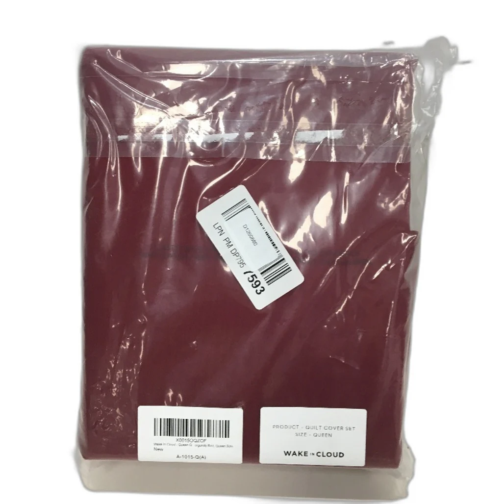 Wake In Cloud Easycare Quickdry Burgandy Red Quit Cover Set QUEEN Bed NEW - Image 2