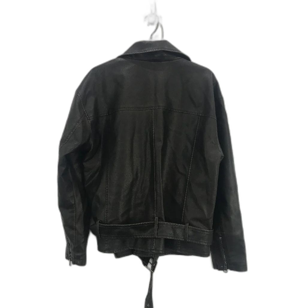 Alice In The Eve Distressed Look Brown Faux Leather Biker Jacket Ladies Sz M NEW - Image 2
