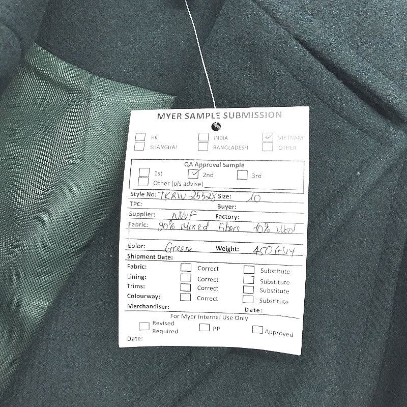 New World Myer Sample Wool Blend Green Double Breasted Jacket Ladies Size 10 NEW - Image 4