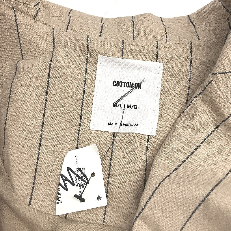 Cotton On Peta Pinstripe Stone Linen Blend June Blazer Jacket Ladies Sze M/L NEW - Image 3