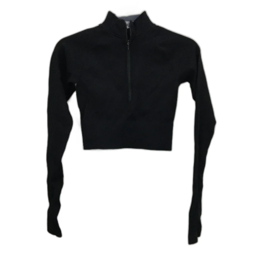 Subtitled Sports Club Long Sleeve Quarter Zip Black Top Ladies Size XS/S NEW