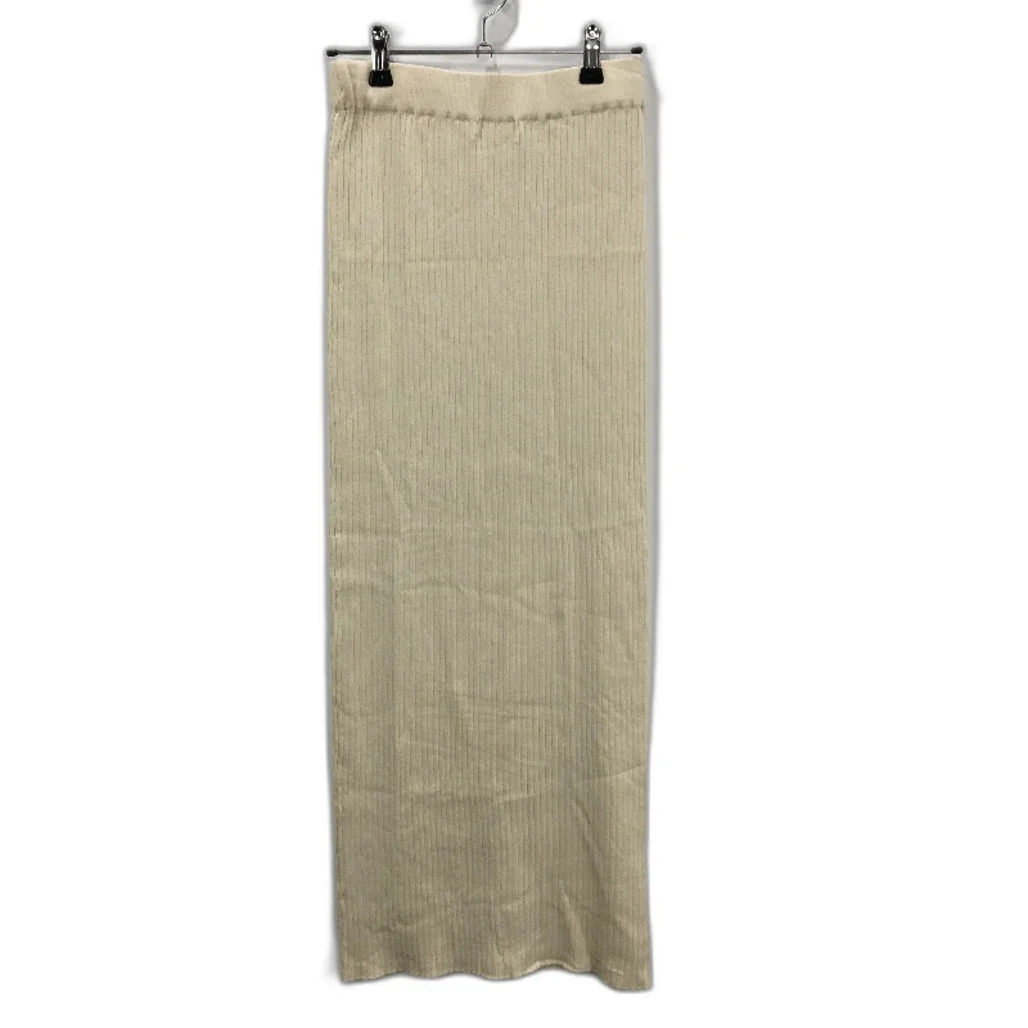 Subtitled Ribbed Knit Cream Viscose Maxi Skirt Ladies Size Small NEW - Image 2