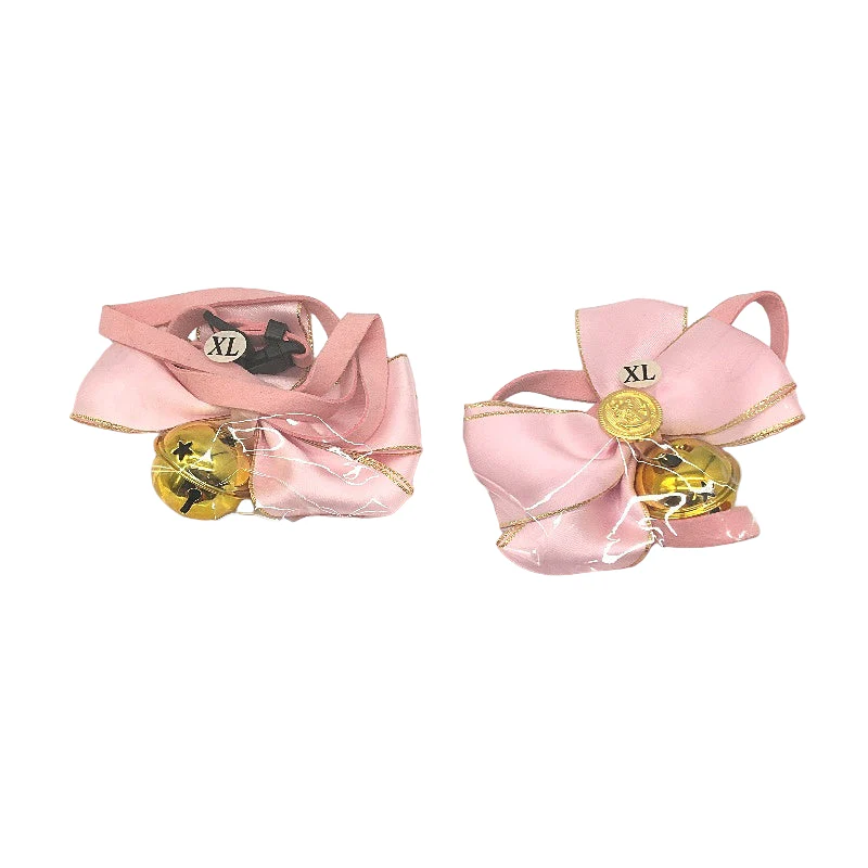 Milo & Mink 4 Pcs Black Fleece Doggy Jumper & Pink Bell Bow Collars Dog Sz Small - Image 6