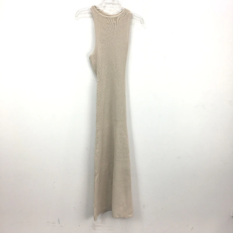 Dissh Beige Adalyn Asymmetrical Knitted Cut Out Sleeveless Midi Dress Women Sz S - Image 3