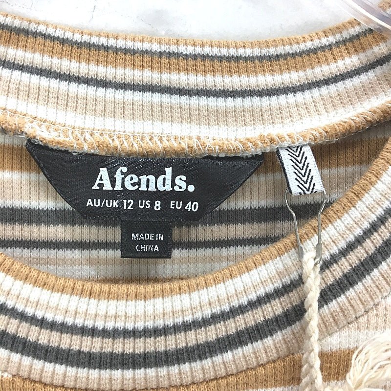 Afends Short Sleeve Stretchy Knitted Horizontal Stripe Mini Dress Womens Size 12 - Image 4