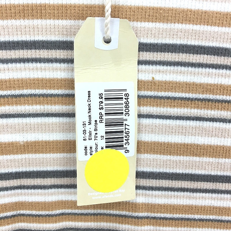 Afends Short Sleeve Stretchy Knitted Horizontal Stripe Mini Dress Womens Size 12 - Image 5