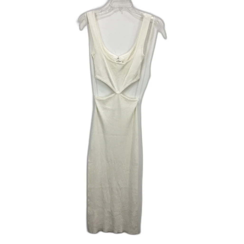 Glassons White Ribbed Sleeveless Cut Out Waist Knit Midi Dress Womens Size S NEW - Image 2