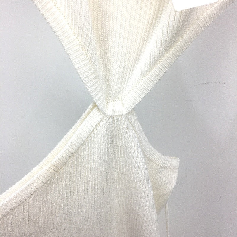 Glassons White Ribbed Sleeveless Cut Out Waist Knit Midi Dress Womens Size S NEW - Image 5
