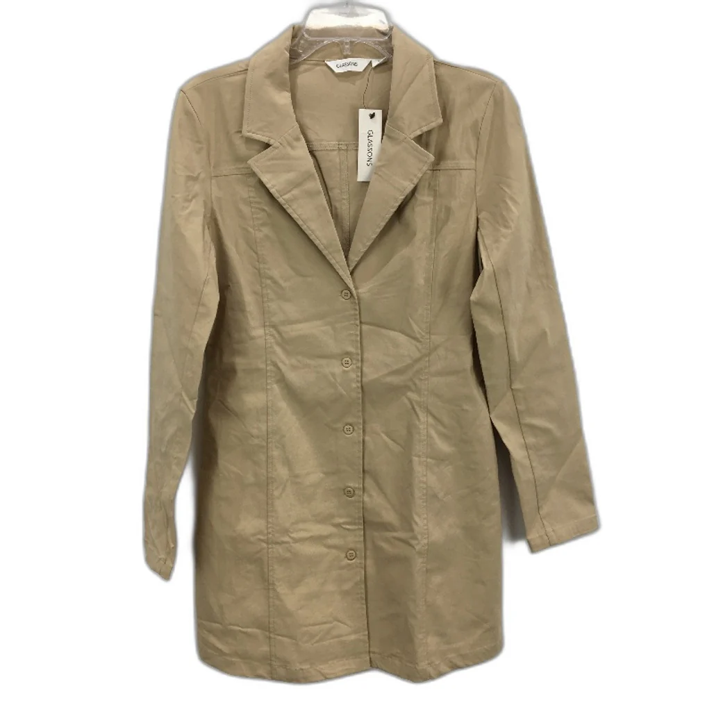 Glassons Long Sleeve Single Breasted Lightweight Coat Jacket Beige Womens Sz 10