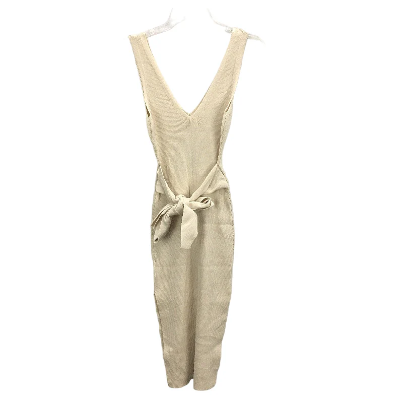 Giorgia V Neck Ribbed Double Slit Stretch Knit Tie Back Midi Dress Womens Sz M/L - Image 2