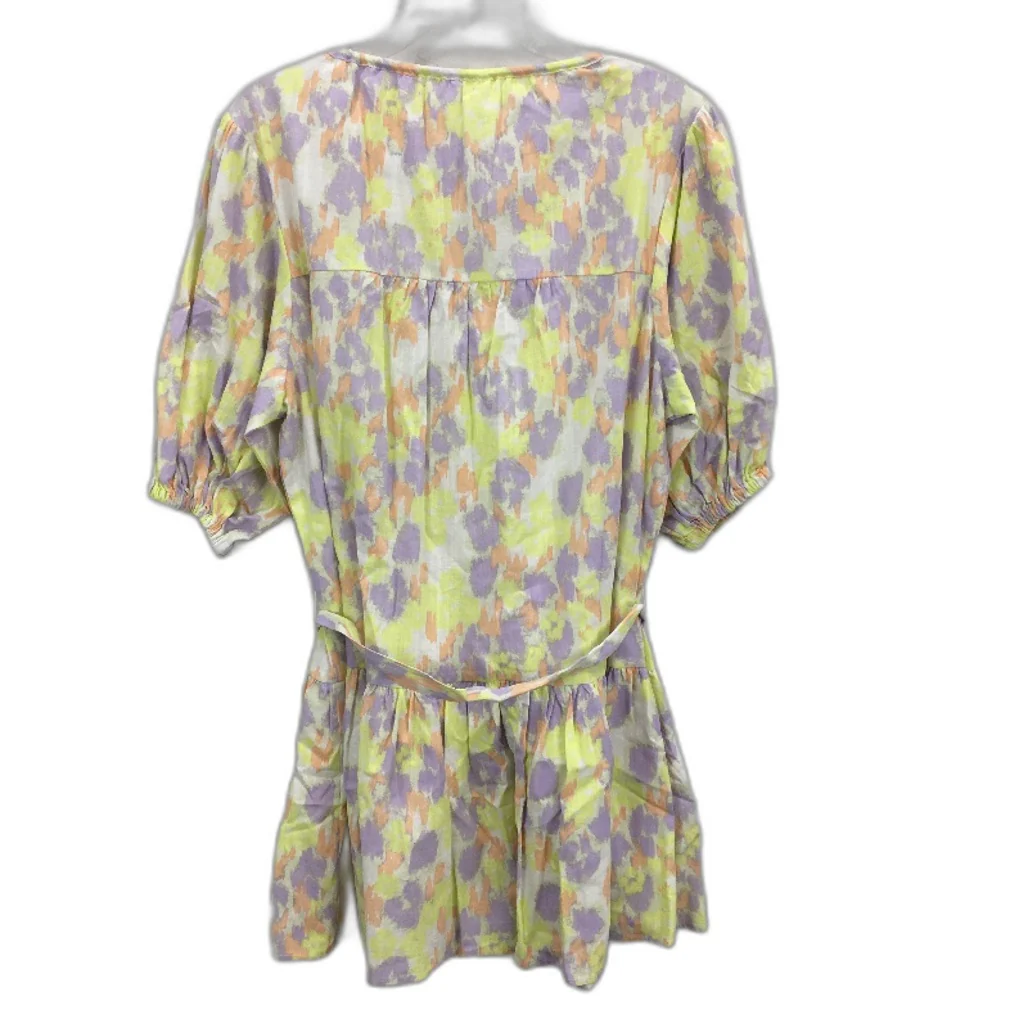 Sabo Short Sleeve Pastel Button Up Belted Flowy Summer Mini Dress Womens Sizw S - Image 2